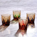 Edo Kiriko Handcrafted Amber Candlelight Whiskey Glass