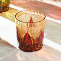 Edo Kiriko Handcrafted Amber Candlelight Whiskey Glass