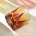 Edo Kiriko Handcrafted Amber Candlelight Whiskey Glass