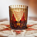 Edo Kiriko Handcrafted Amber Candlelight Whiskey Glass