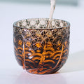 Edo Kiriko Handcrafted Black-Amber Crystal Sake Glass