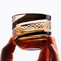 Edo Kiriko Handcrafted Black-Amber Crystal Sake Glass