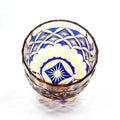Edo Kiriko Handcrafted Blue-Amber Crystal Sake Glass