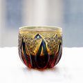 Edo Kiriko Handcrafted Blue-Amber Crystal Sake Glass