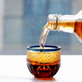 Edo Kiriko Handcrafted Blue-Amber Crystal Sake Glass