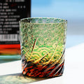 Edo Kiriko Handcrafted Blue Amber Whiskey Tumbler