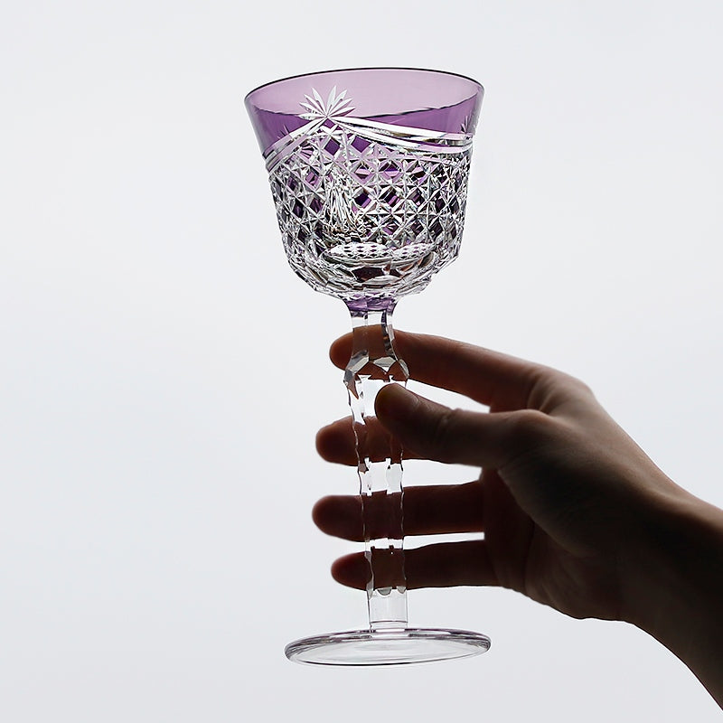 Edo Kiriko Handcrafted Crystal Stemmed Wine Glass