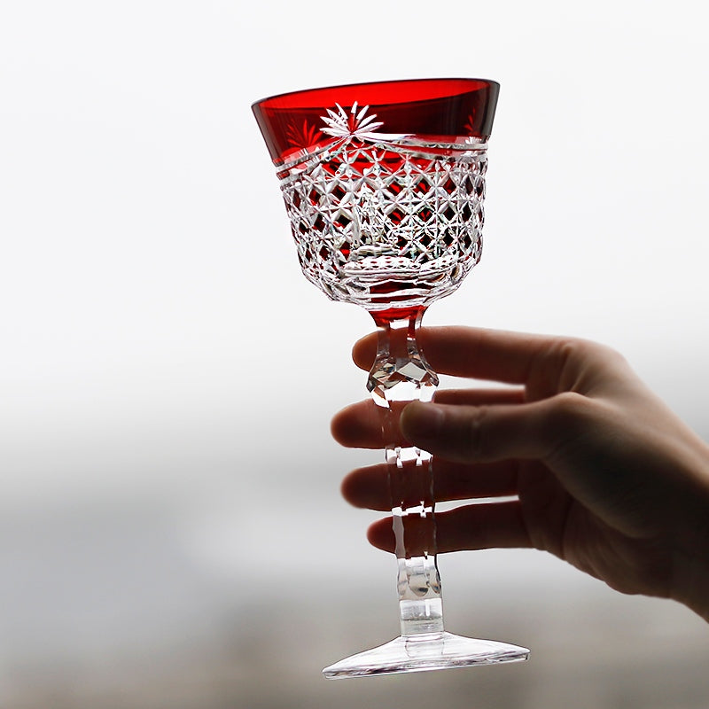 Edo Kiriko Handcrafted Crystal Stemmed Wine Glass