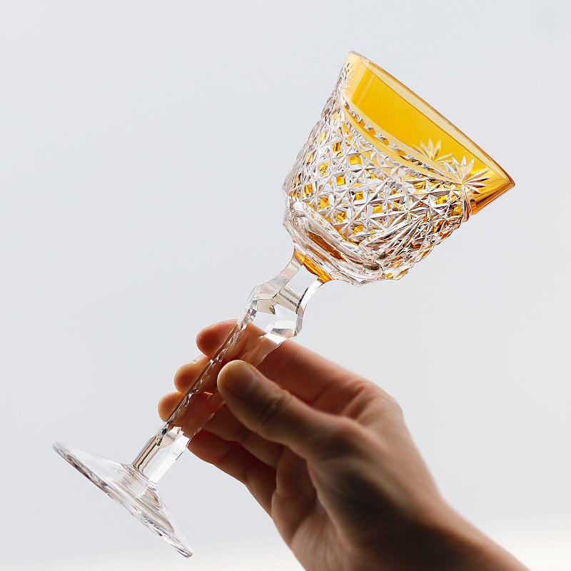 Edo Kiriko Handcrafted Crystal Stemmed Wine Glass