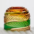 Edo Kiriko Handcrafted Green-Amber Crystal Sake Glass