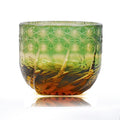 Edo Kiriko Handcrafted Green-Amber Crystal Sake Glass