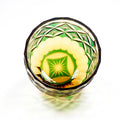 Edo Kiriko Handcrafted Green-Amber Crystal Sake Glass
