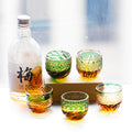 Edo Kiriko Handcrafted Green-Amber Crystal Sake Glass