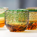 Edo Kiriko Handcrafted Green-Amber Crystal Sake Glass