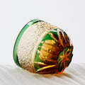 Edo Kiriko Handcrafted Green-Amber Crystal Sake Glass