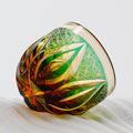 Edo Kiriko Handcrafted Green-Amber Crystal Sake Glass