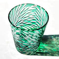 Edo Kiriko Handcrafted Green Starburst Crystal Glass