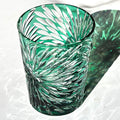 Edo Kiriko Handcrafted Green Starburst Crystal Glass