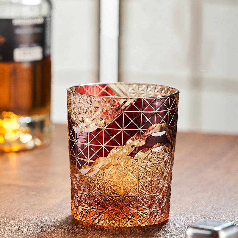 Edo Kiriko Handcrafted Landscape Whiskey Glass