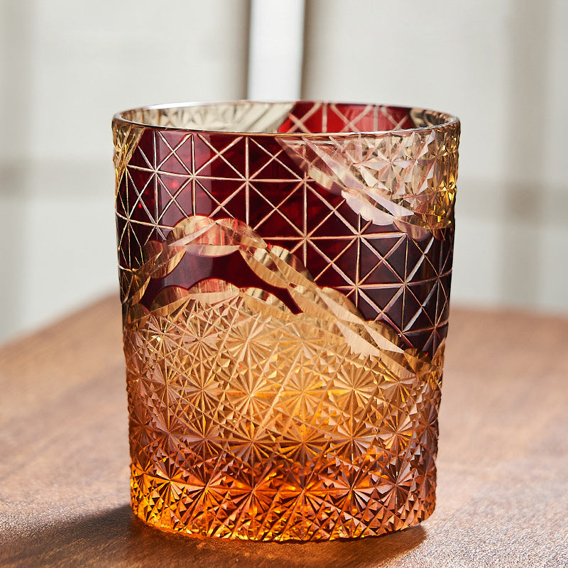 Edo Kiriko Handcrafted Landscape Whiskey Glass