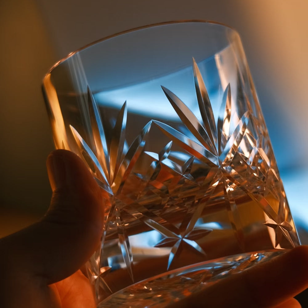 JR Edo Kiriko Handcrafted Linear Flourish Whiskey Glass