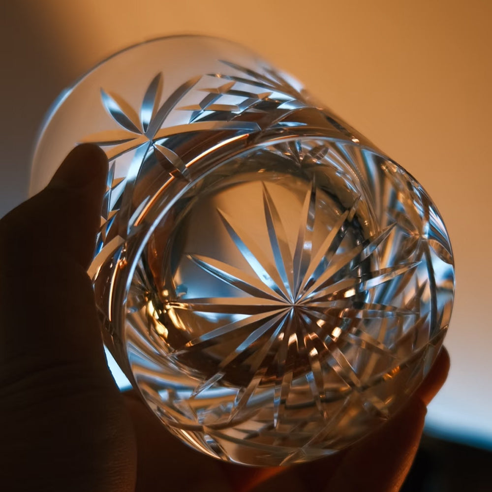 JR Edo Kiriko Handcrafted Linear Flourish Whiskey Glass