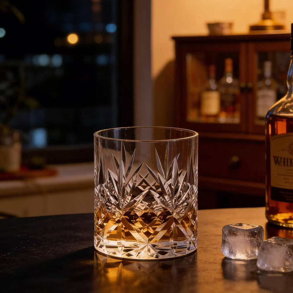 Edo Kiriko Handcrafted Linear Flourish Whiskey Glass