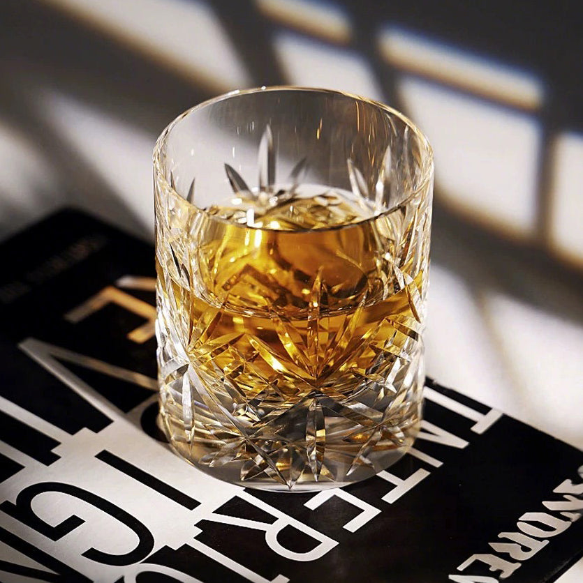 Edo Kiriko Handcrafted Linear Flourish Whiskey Glass