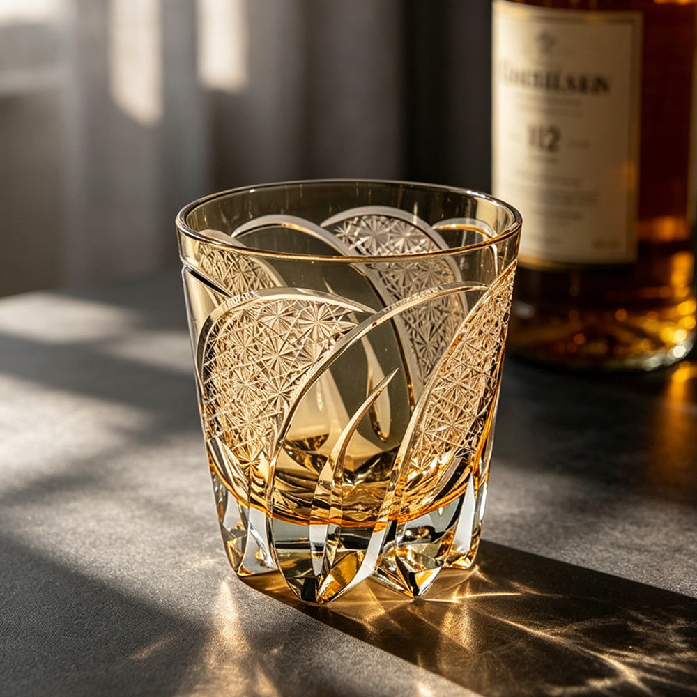 JR Edo Kiriko Handcrafted Moonbow Whiskey Glass