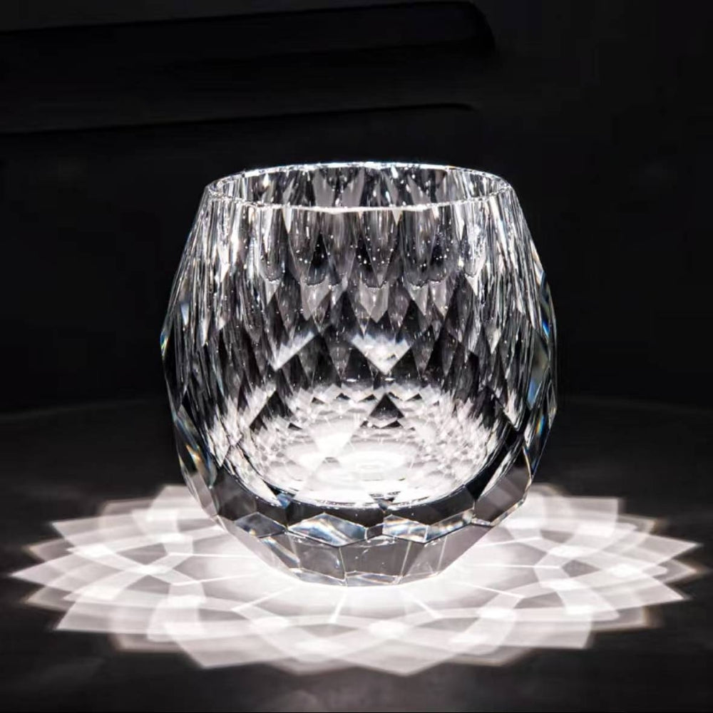 JR Edo Kiriko Handcrafted Ovoid Crystal Whiskey Glass
