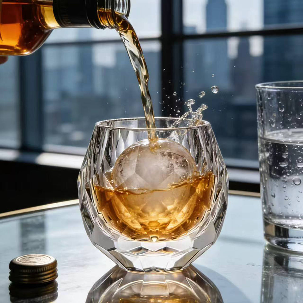 JR Edo Kiriko Handcrafted Ovoid Crystal Whiskey Glass