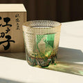 Edo Kiriko Handcrafted Peacock Motif Whiskey Glass