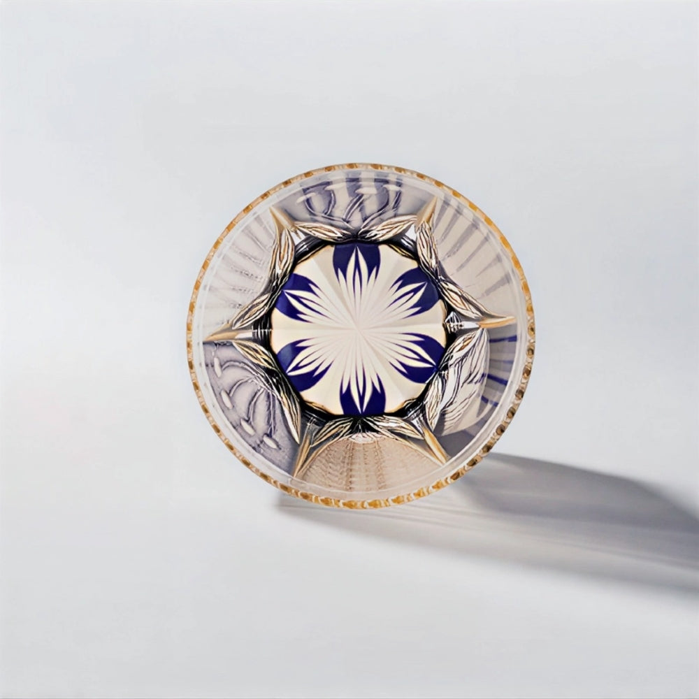 Edo Kiriko Handcrafted Peacock Motif Whiskey Glass