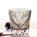 Edo Kiriko Handcrafted Peacock Pattern Whiskey Glass Gray Phoenix