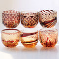 Edo Kiriko Handcrafted Red-Amber Crystal Sake Glass