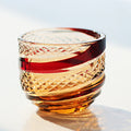 Edo Kiriko Handcrafted Red-Amber Crystal Sake Glass