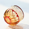 Edo Kiriko Handcrafted Red-Amber Crystal Sake Glass