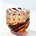Edo Kiriko Handcrafted Red-Amber Crystal Sake Glass