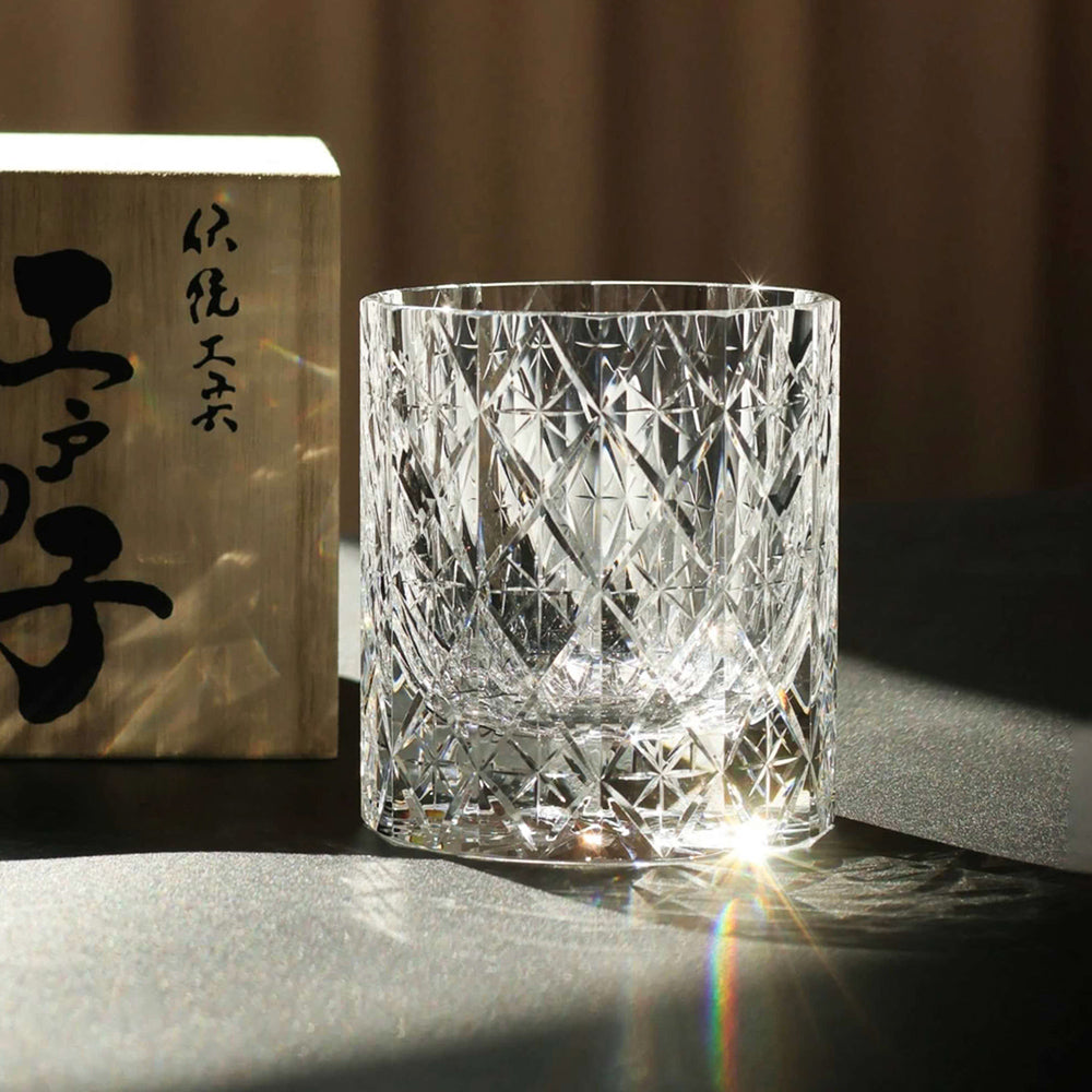 Edo Kiriko Handcrafted Stellar Prism Crystal Whiskey Glass