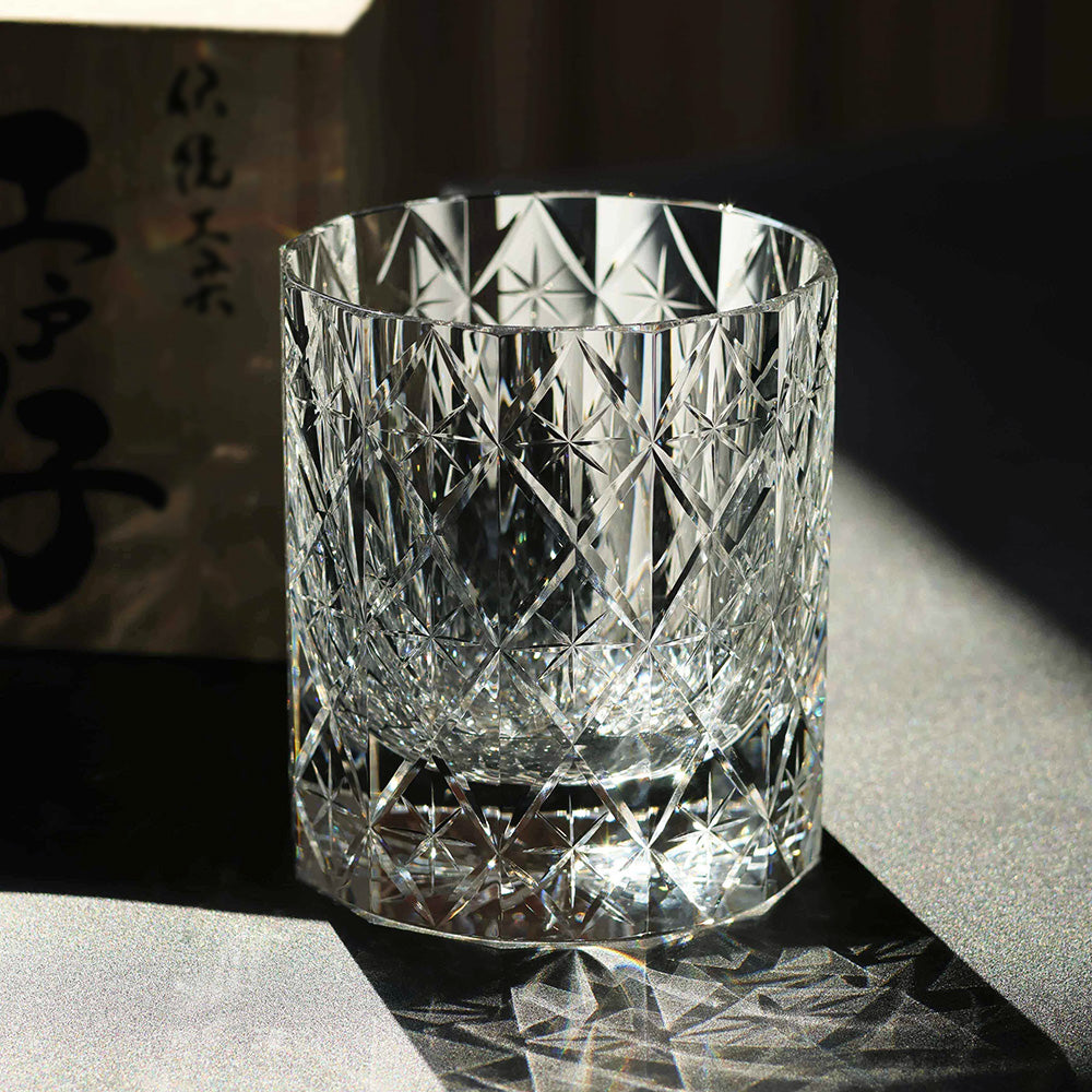 Edo Kiriko Handcrafted Stellar Prism Crystal Whiskey Glass