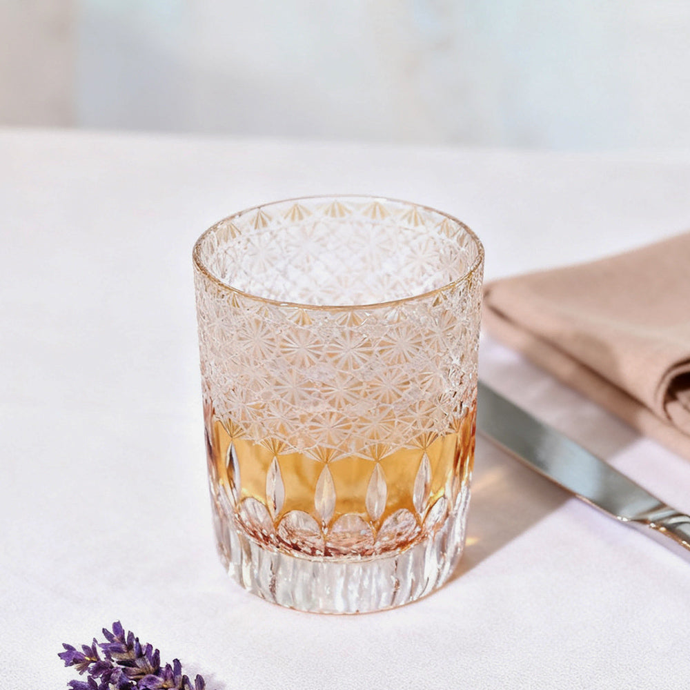 Edo Kiriko Handcrafted Sunset-Toned Crystal Glassbackground