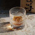 JR Edo Kiriko Handcrafted Takeha & Chrysanthemum Whiskey Glass