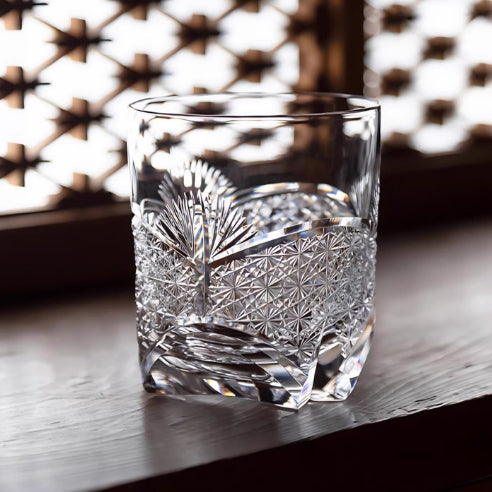 Edo Kiriko Handcrafted Takeha & Chrysanthemum Whiskey Glass
