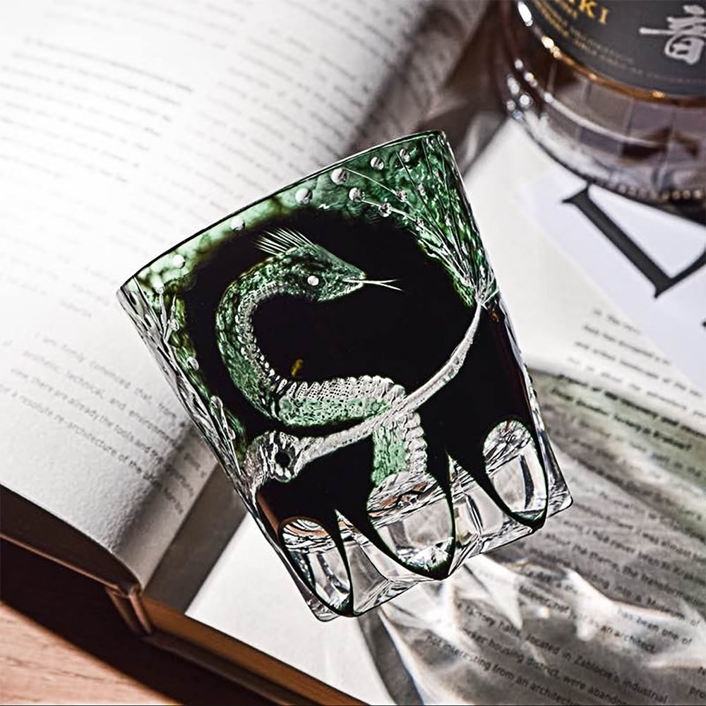 Edo Kiriko Handcrafted Year of the Snake Limited Edition Whiskey Glass