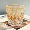 Edo Kiriko Handcrafted Yellow Fluorite Crystal Whiskey Glass