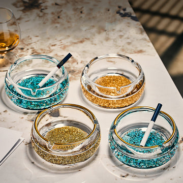 JR Encapsulated Turquoise Glass Ashtray