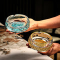 JR Encapsulated Turquoise Glass Ashtray