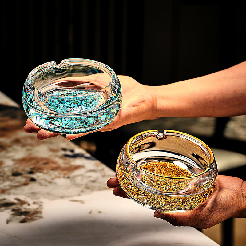 JR Encapsulated Turquoise Glass Ashtray