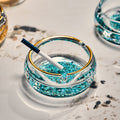 JR Encapsulated Turquoise Glass Ashtray