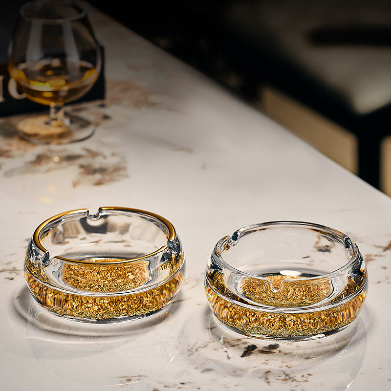 JR Encapsulated Turquoise Glass Ashtray